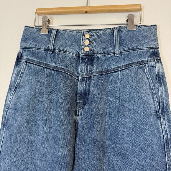 Sezane Tapered Denim Trouser Jeans High Waisted Hemmed - Picture 3 of 12